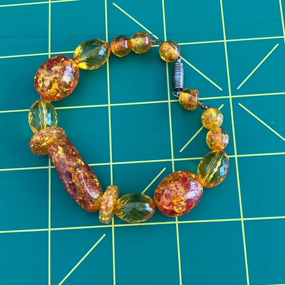 Vintage Orange Beaded Jewelry Set